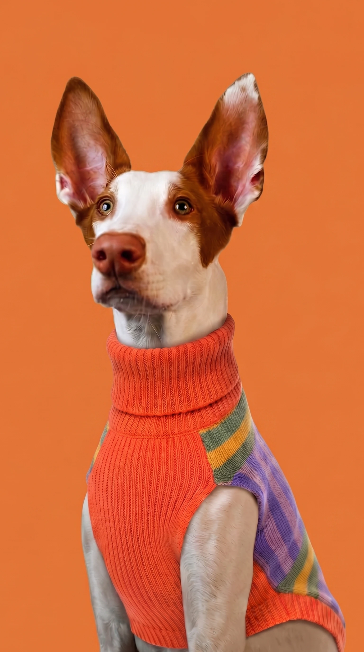 Podenco con suéter Japi Japi de cuello alto en naranja